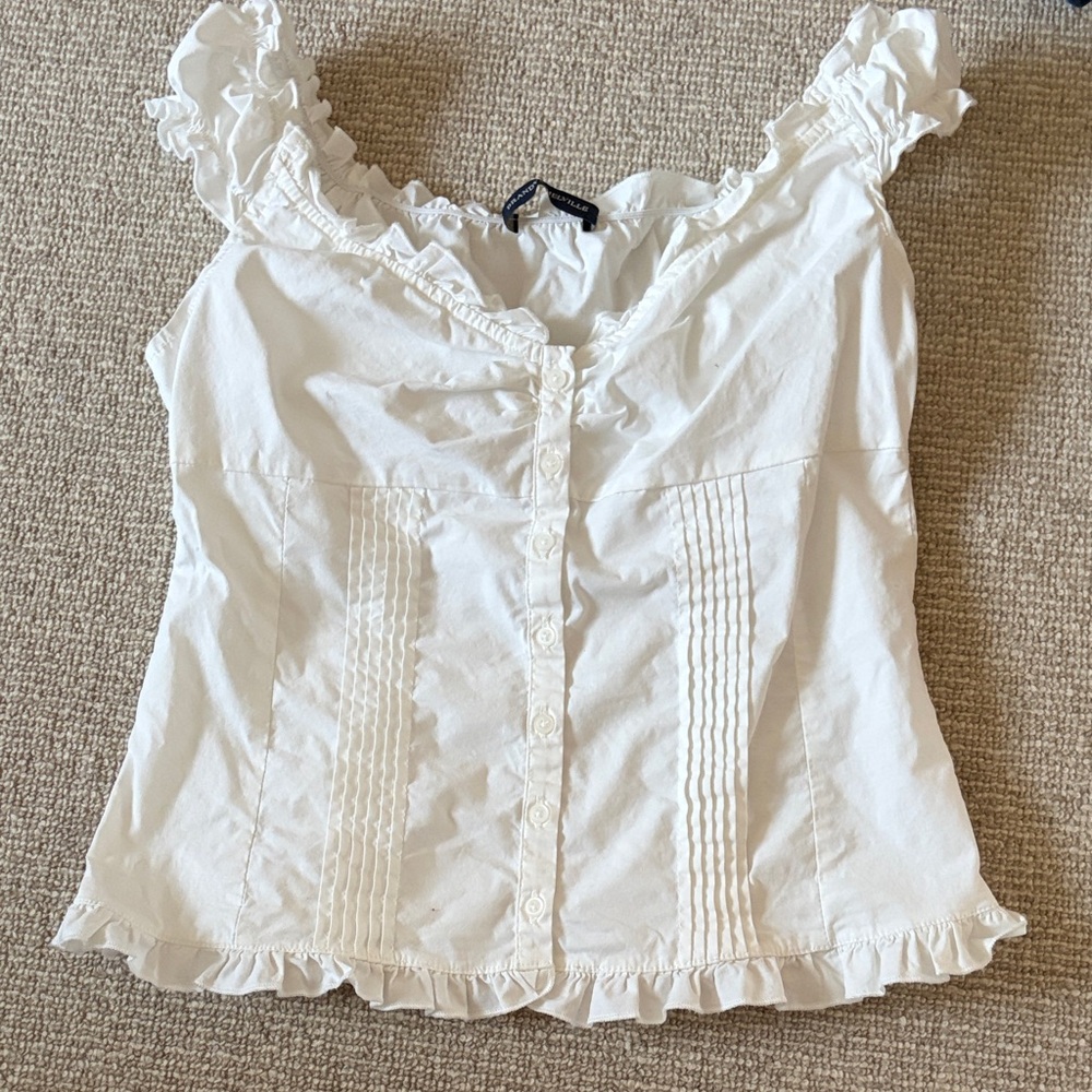 Brandy Melville White Ruffle Blouse